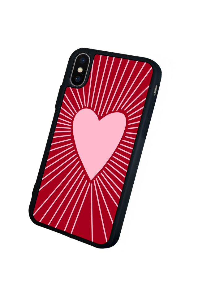 iPhone X/ XS Uyumlu Kalp Love Tasarımlı Glossy Premium Kılıf