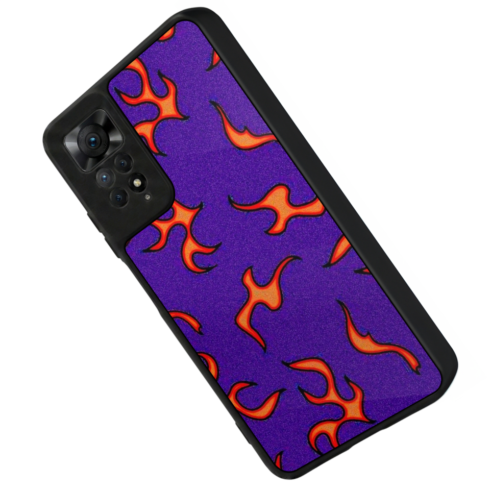Xiaomi Redmi Note 12 Pro Uyumlu Retro Flame Patterns Tasarımlı Glossy Premium Kılıf