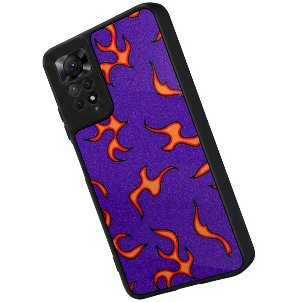 Xiaomi Redmi Note 12 Pro Uyumlu Retro Flame Patterns Tasarımlı Glossy Premium Kılıf