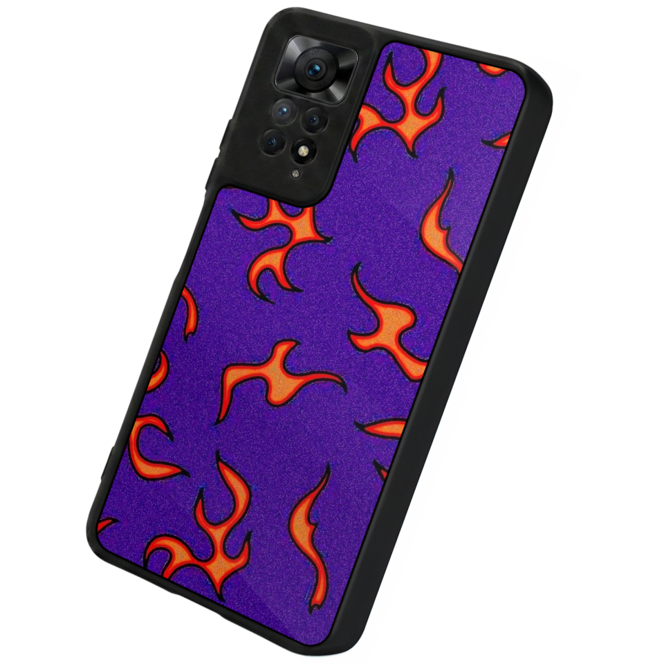 Xiaomi Redmi Note 12 Pro Uyumlu Retro Flame Patterns Tasarımlı Glossy Premium Kılıf