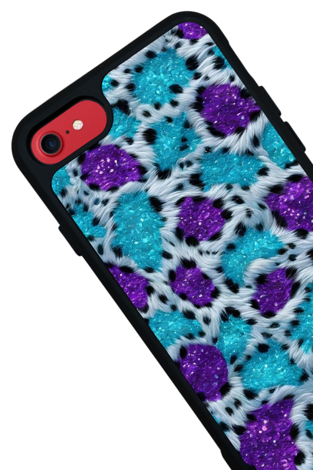iPhone SE Uyumlu Hologram Leopar Tasarımlı Glossy Premium Kılıf
