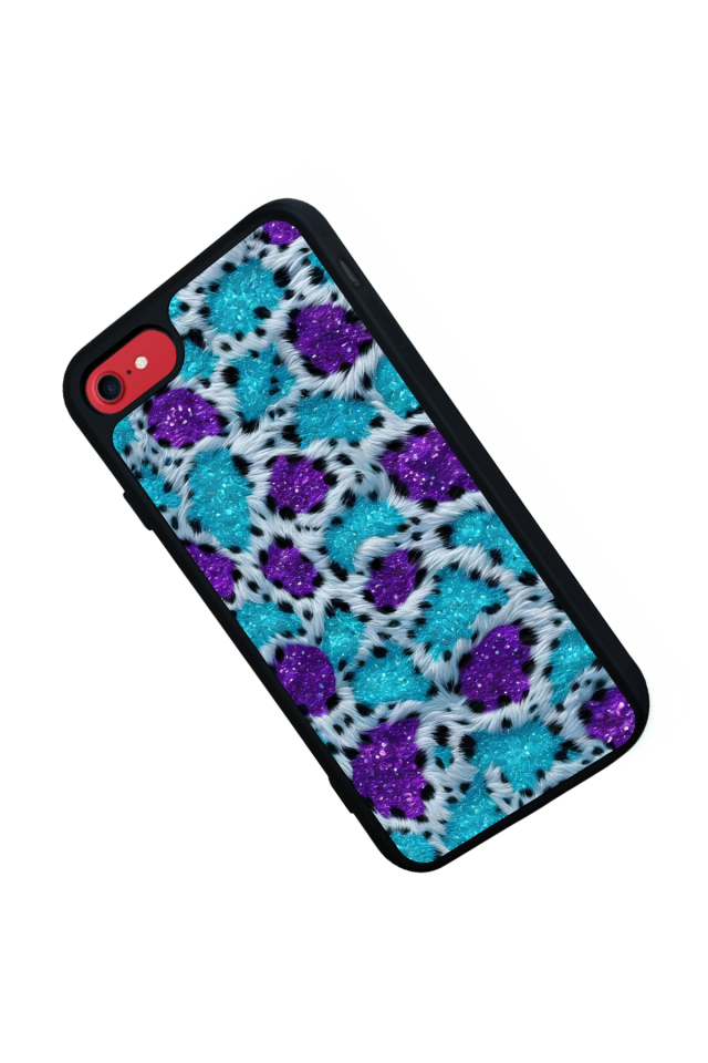 iPhone SE Uyumlu Hologram Leopar Tasarımlı Glossy Premium Kılıf
