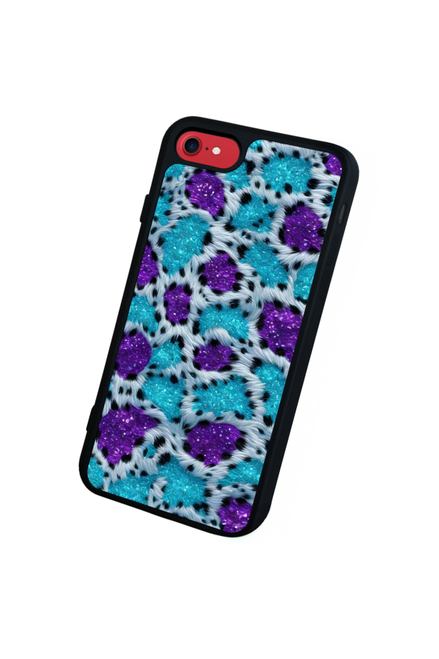 iPhone SE Uyumlu Hologram Leopar Tasarımlı Glossy Premium Kılıf