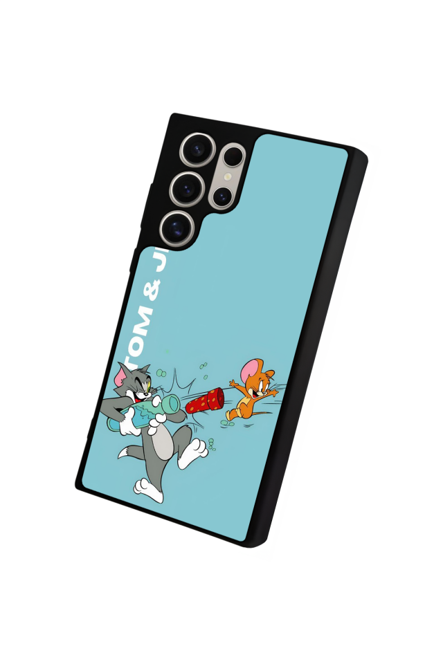 Samsung Galaxy S23 Ultra Uyumlu Tom And Jerry Tasarımlı Glossy Premium Kılıf