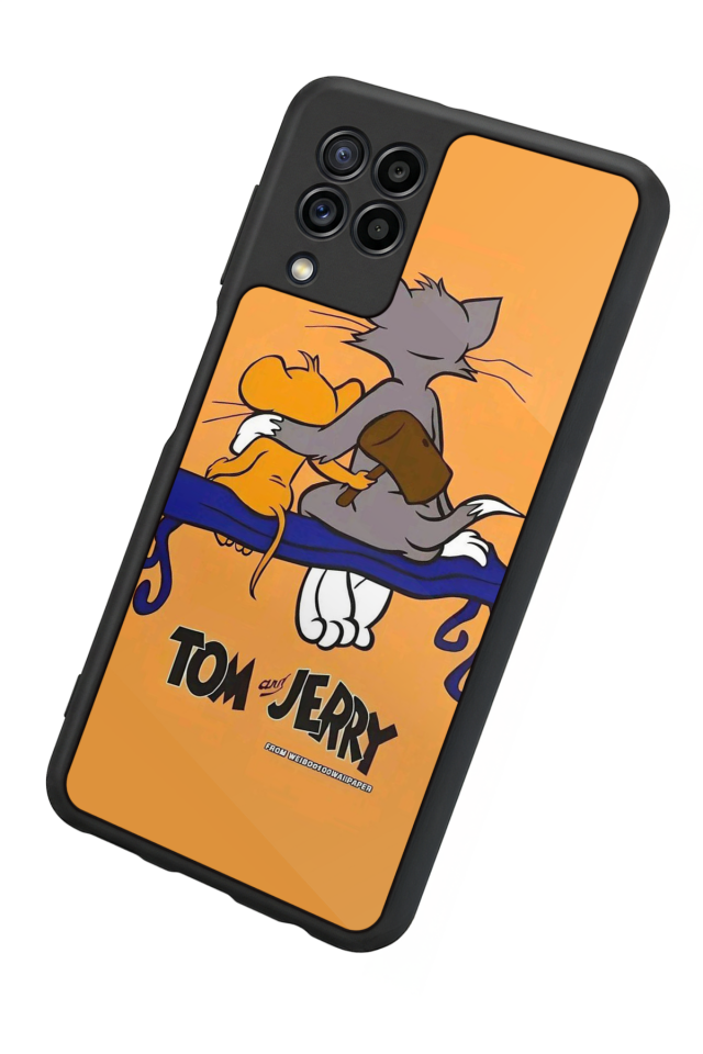 Samsung Galaxy M22 Uyumlu Tom And Jerry Tasarımlı Glossy Premium Kılıf