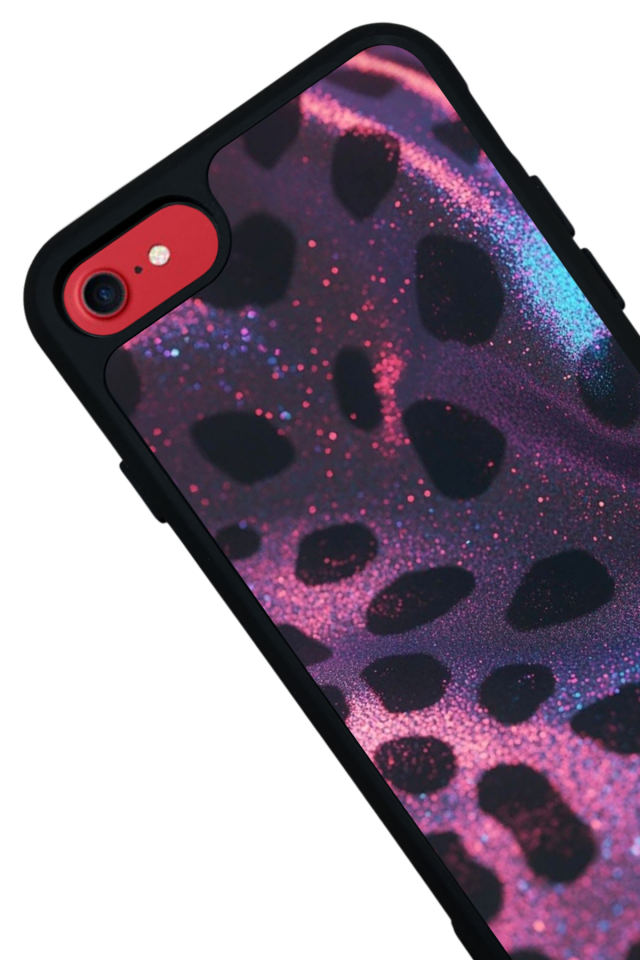iPhone SE Uyumlu Hologram Leopar Tasarımlı Glossy Premium Kılıf