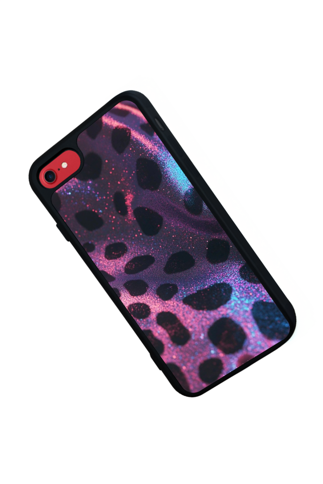 iPhone SE Uyumlu Hologram Leopar Tasarımlı Glossy Premium Kılıf