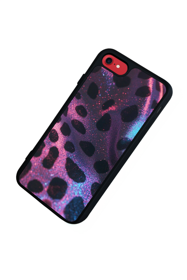 iPhone SE Uyumlu Hologram Leopar Tasarımlı Glossy Premium Kılıf