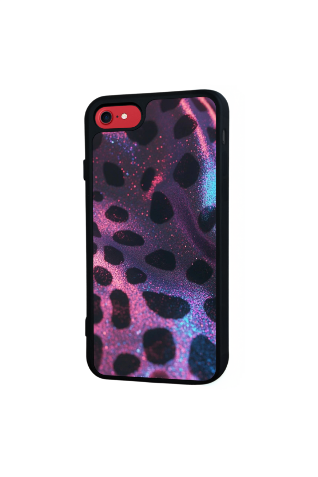 iPhone SE Uyumlu Hologram Leopar Tasarımlı Glossy Premium Kılıf