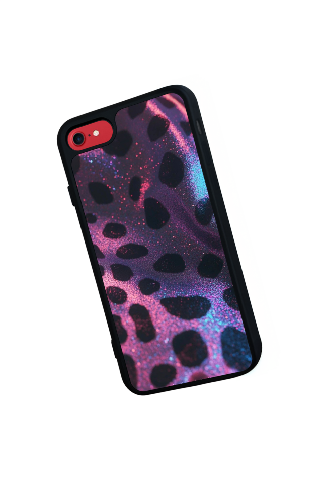 iPhone SE Uyumlu Hologram Leopar Tasarımlı Glossy Premium Kılıf