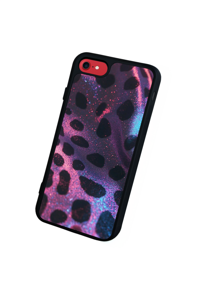 iPhone SE Uyumlu Hologram Leopar Tasarımlı Glossy Premium Kılıf