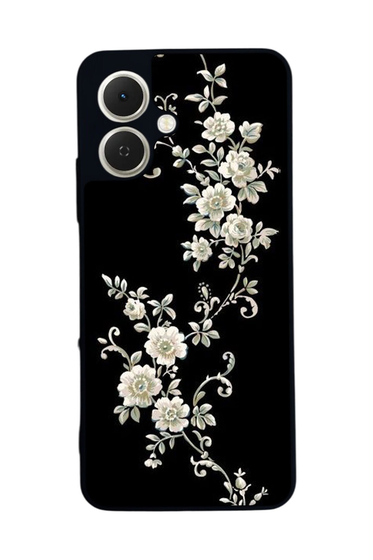 Tecno Spark GO 2 Uyumlu Yaldizli Cicek Tasarımlı Glossy Premium Kılıf