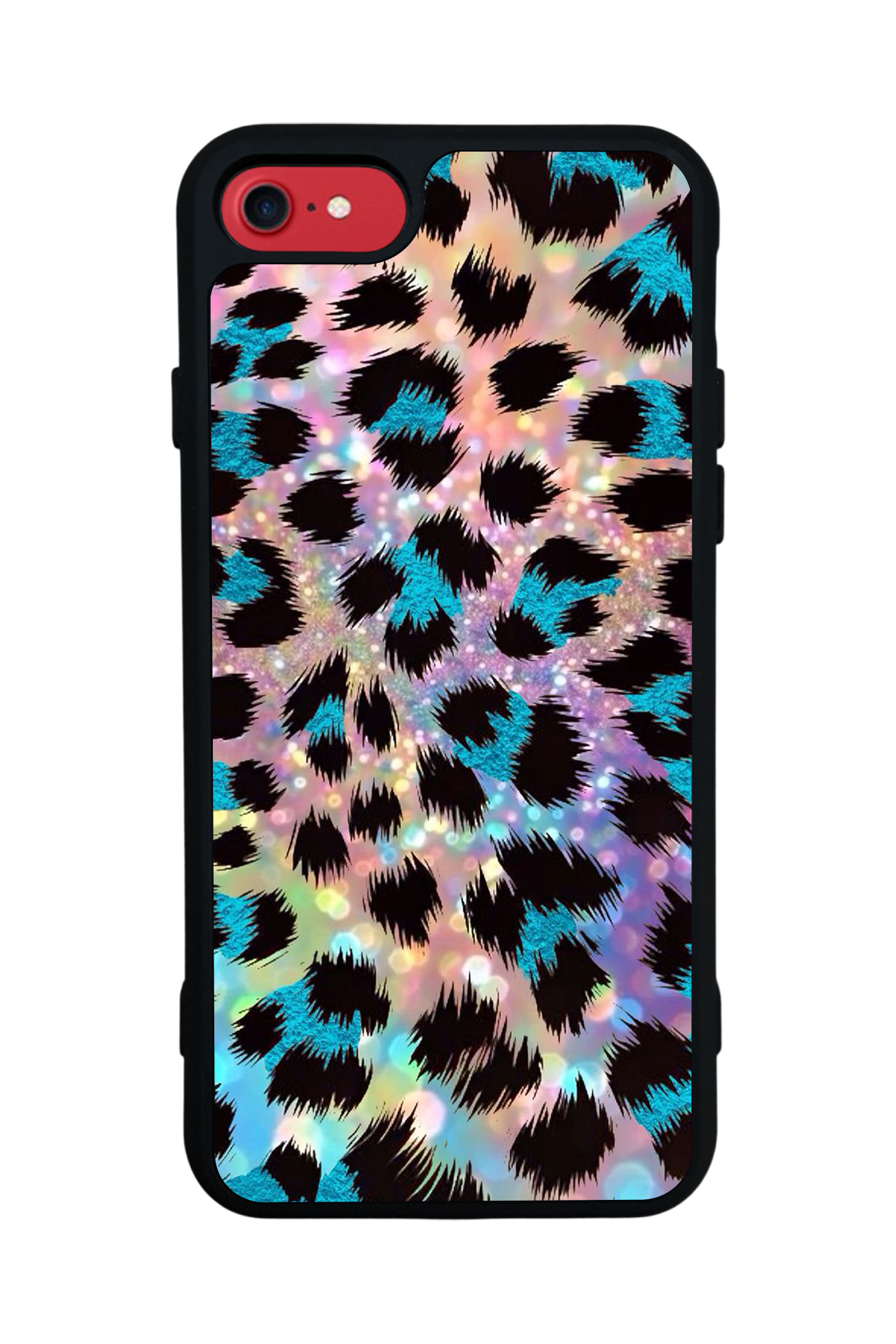 iPhone SE Uyumlu Hologram Leopar Tasarımlı Glossy Premium Kılıf