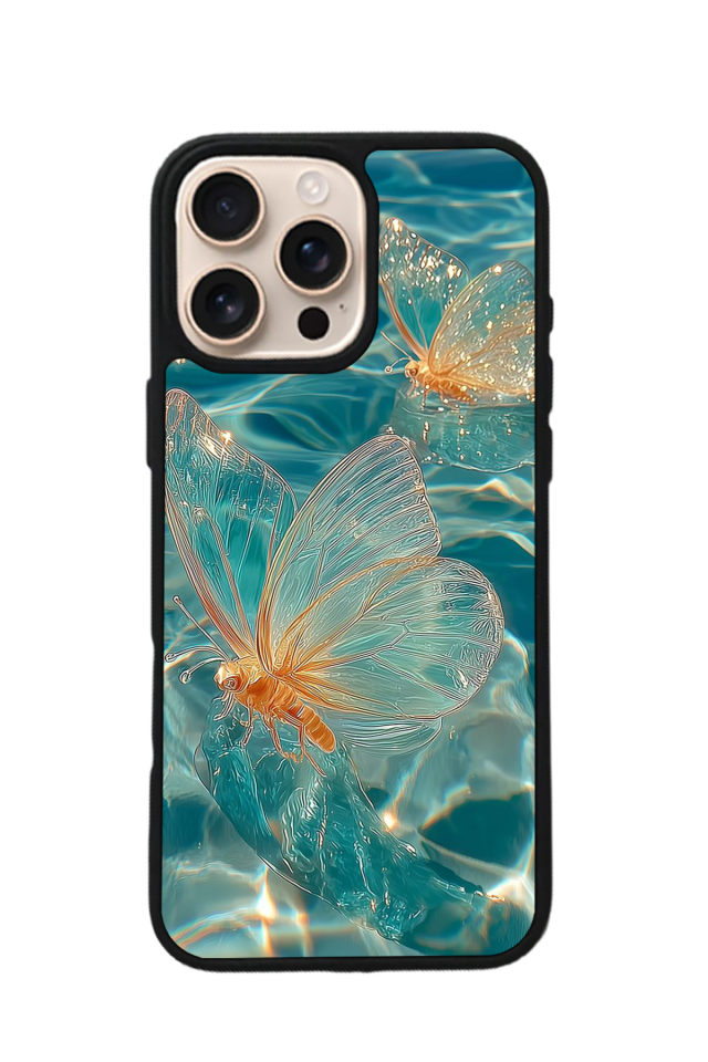 iPhone 15 Pro Uyumlu Kelebek Tasarımlı Glossy Premium Kılıf