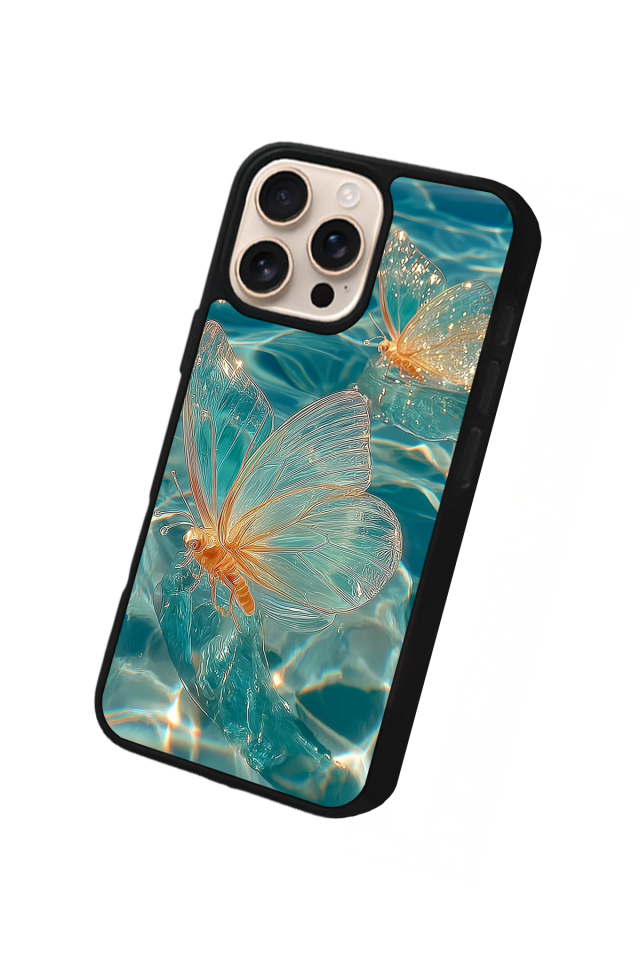 iPhone 15 Pro Uyumlu Kelebek Tasarımlı Glossy Premium Kılıf