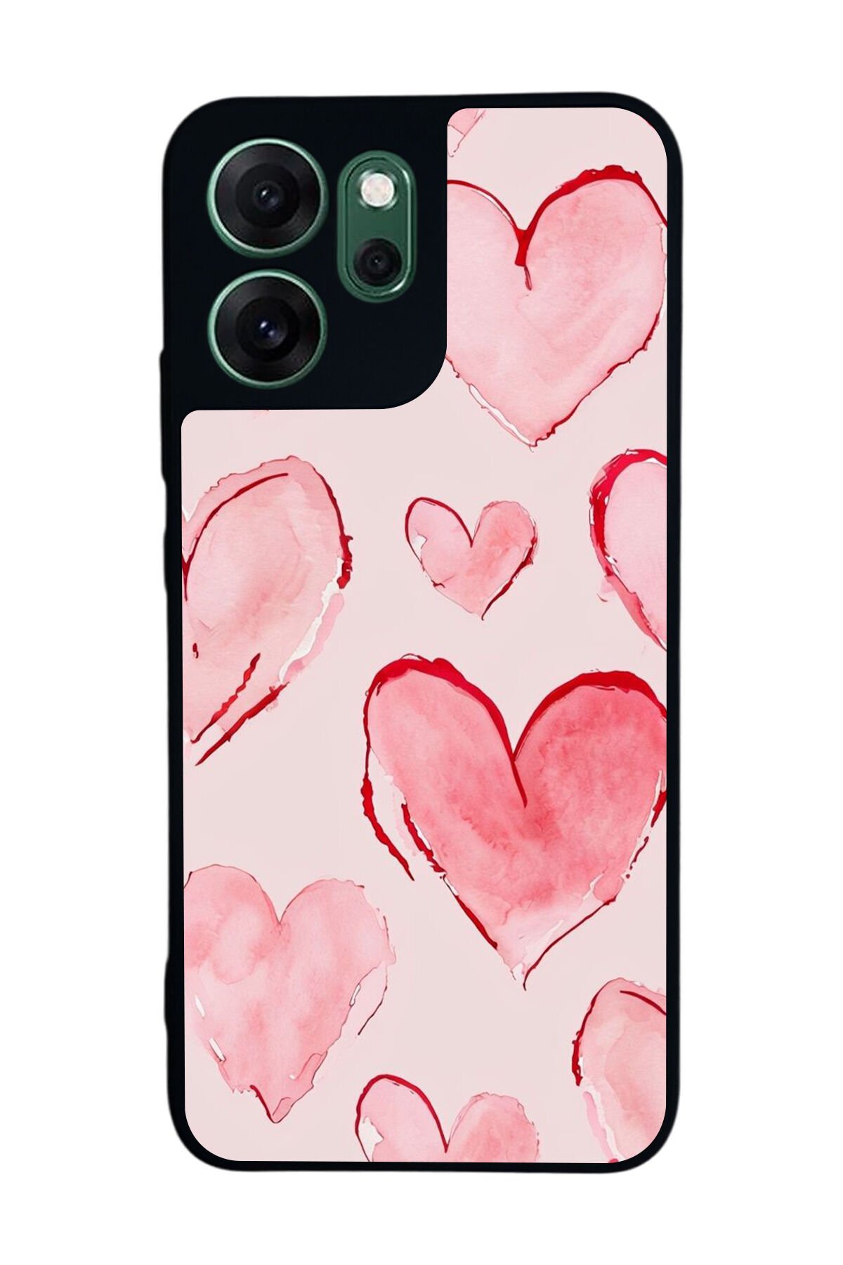 Oppo Reno 14F Uyumlu Kalp Love Tasarımlı Glossy Premium Kılıf