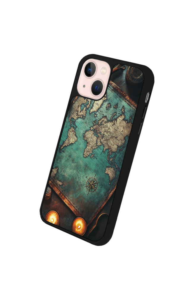 iPhone 15 Uyumlu Harita Tasarımlı Glossy Premium Kılıf