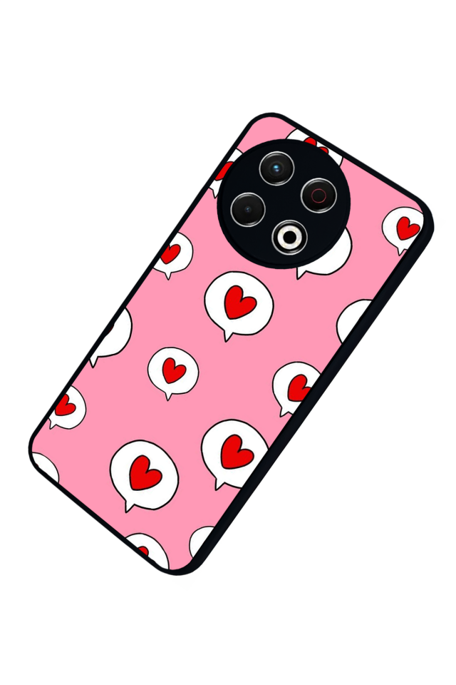 Tecno Spark 30 Pro Uyumlu Kalp Love Tasarımlı Glossy Premium Kılıf