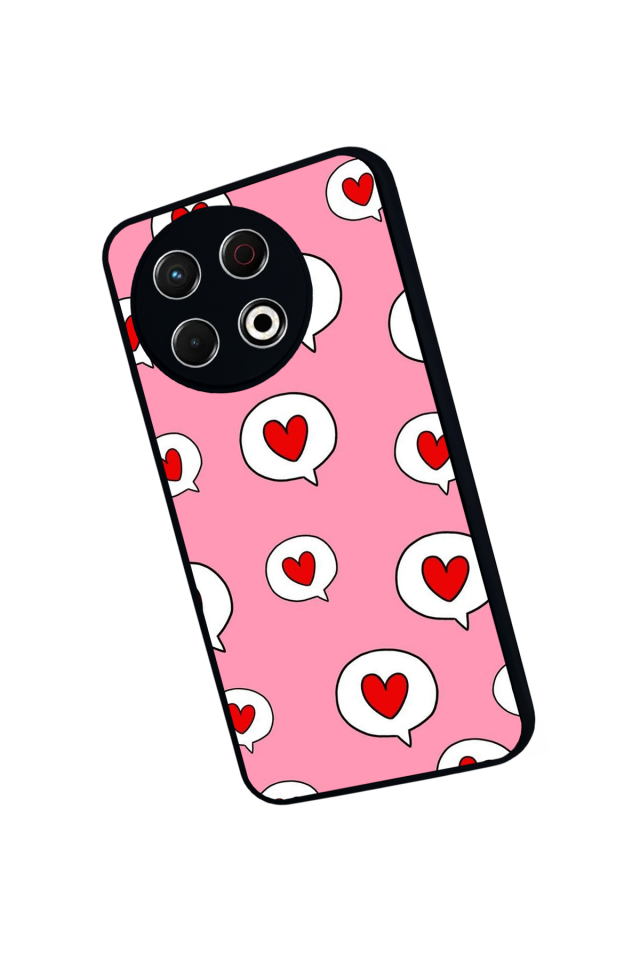 Tecno Spark 30 Pro Uyumlu Kalp Love Tasarımlı Glossy Premium Kılıf