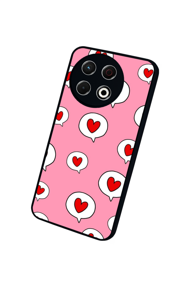 Tecno Spark 30 Pro Uyumlu Kalp Love Tasarımlı Glossy Premium Kılıf