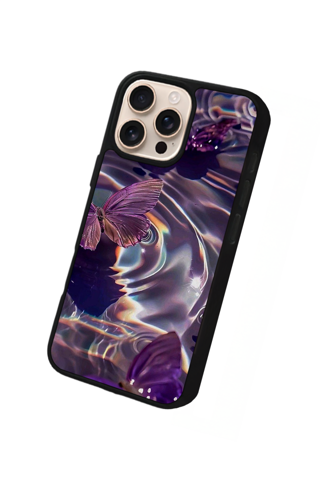 iPhone 15 Pro Uyumlu Kelebek Tasarımlı Glossy Premium Kılıf