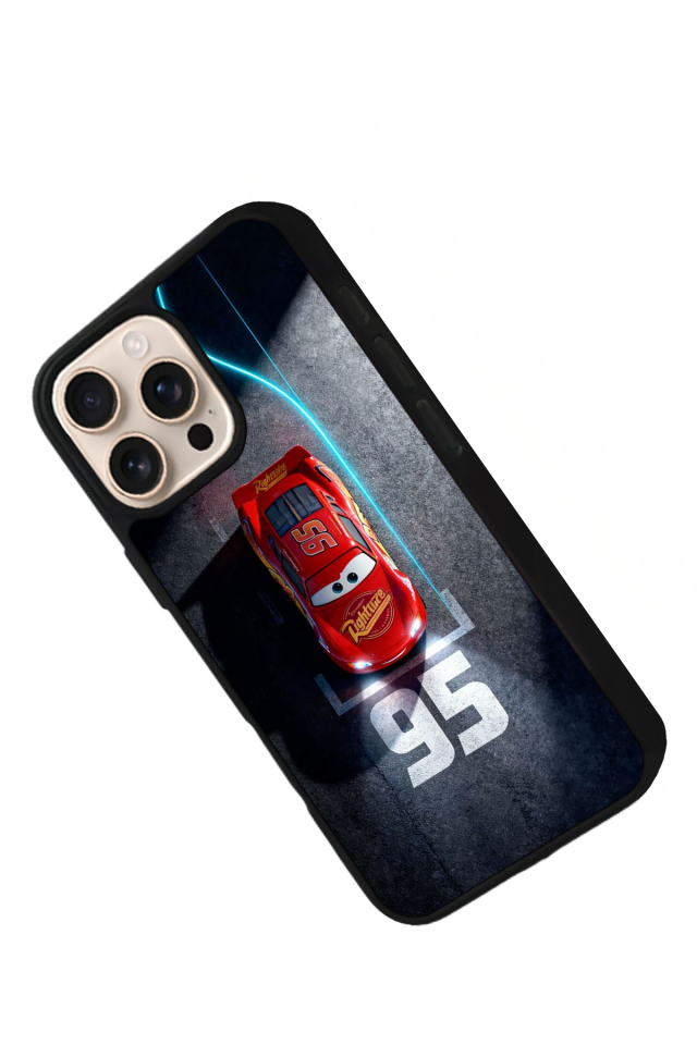 iPhone 16 Pro Uyumlu Simsek McQueen Tasarımlı Glossy Premium Kılıf