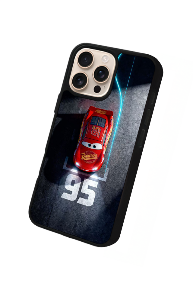 iPhone 16 Pro Uyumlu Simsek McQueen Tasarımlı Glossy Premium Kılıf