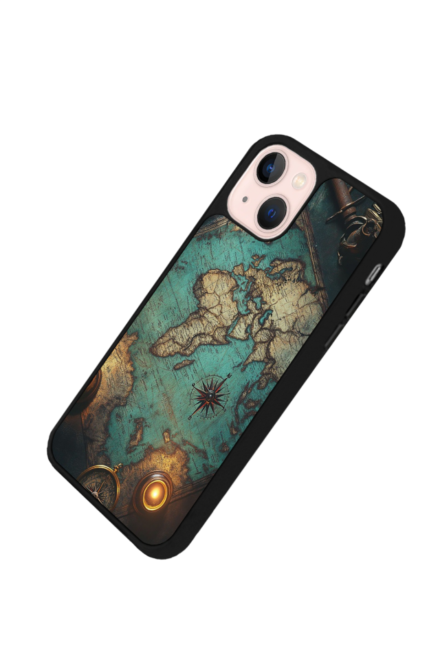 iPhone 15 Uyumlu Harita Tasarımlı Glossy Premium Kılıf