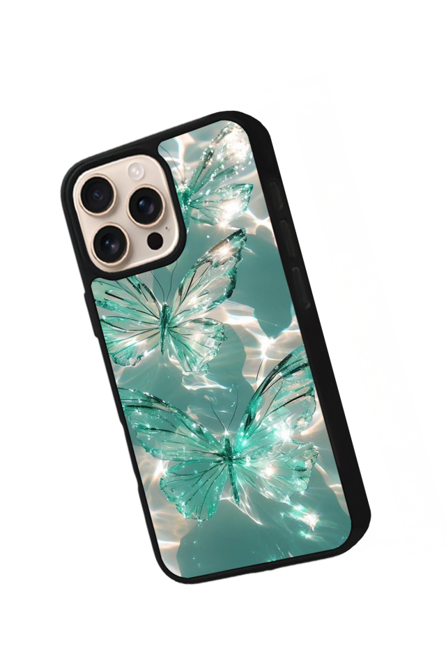 iPhone 15 Pro Uyumlu Kelebek Tasarımlı Glossy Premium Kılıf