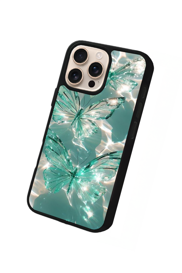 iPhone 15 Pro Uyumlu Kelebek Tasarımlı Glossy Premium Kılıf