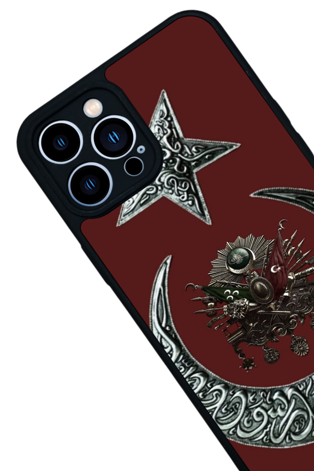 iPhone 13 Pro Max Uyumlu Osmanli Tugrasi Tasarımlı Glossy Premium Kılıf