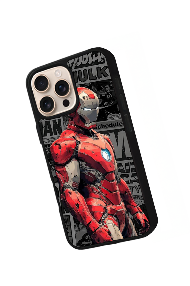 iPhone 14 Pro Max Uyumlu Iron Man ( Demir Adam ) Tasarımlı Glossy Premium Kılıf