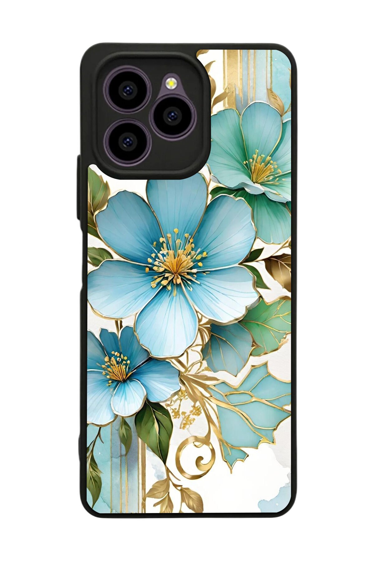 Omix X6 Uyumlu Yaldizli Cicek Tasarımlı Glossy Premium Kılıf