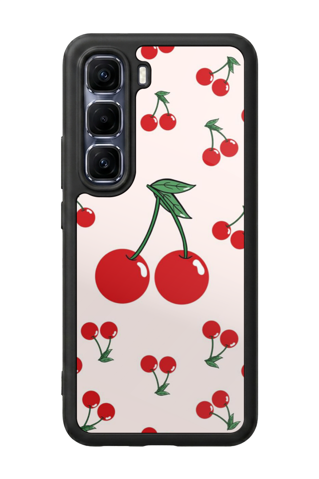 Infinix Hot 60 Pro Plus Uyumlu Kiraz Tasarımlı Glossy Premium Kılıf