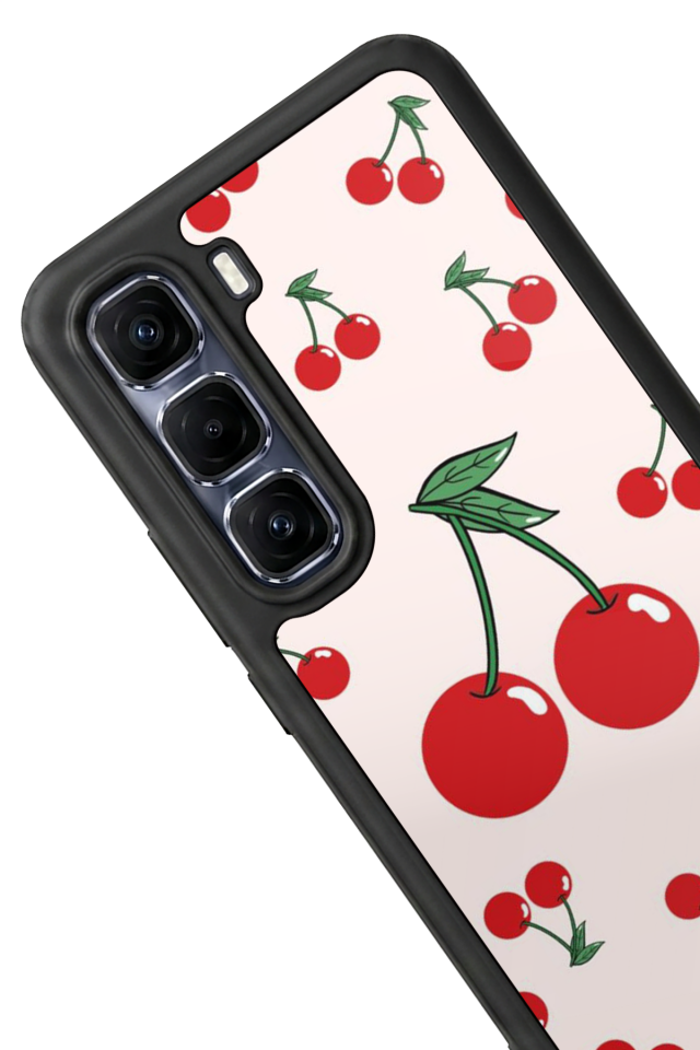 Infinix Hot 60 Pro Plus Uyumlu Kiraz Tasarımlı Glossy Premium Kılıf