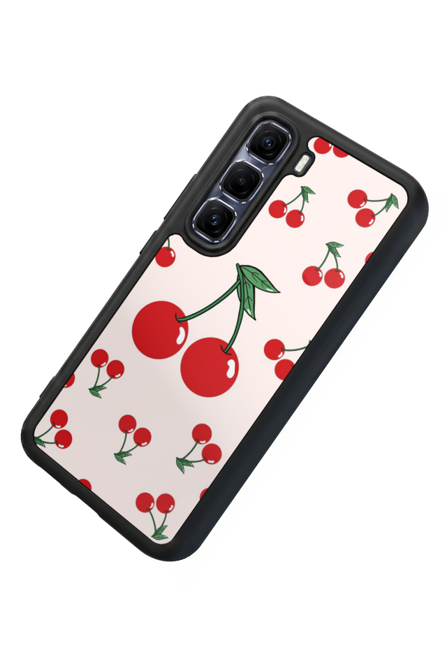 Infinix Hot 60 Pro Plus Uyumlu Kiraz Tasarımlı Glossy Premium Kılıf