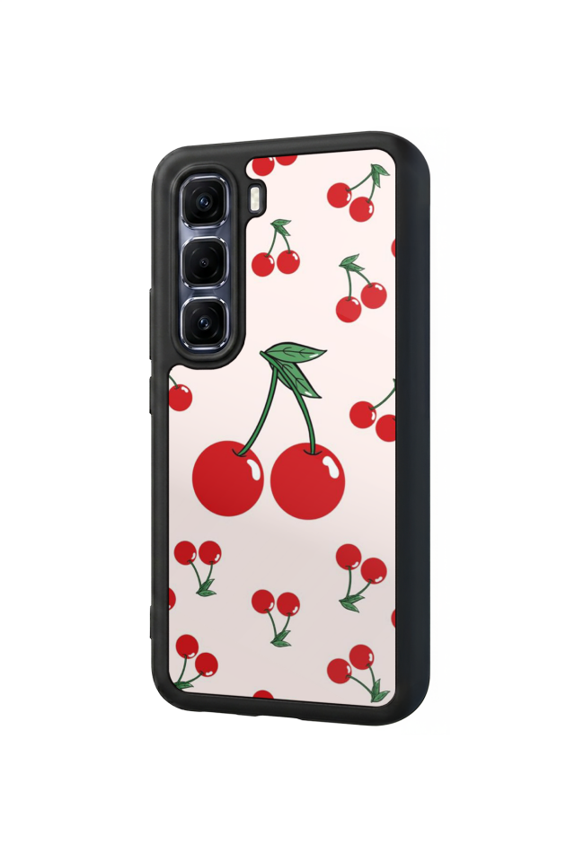 Infinix Hot 60 Pro Plus Uyumlu Kiraz Tasarımlı Glossy Premium Kılıf