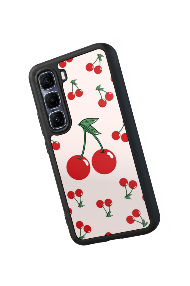 Infinix Hot 60 Pro Plus Uyumlu Kiraz Tasarımlı Glossy Premium Kılıf