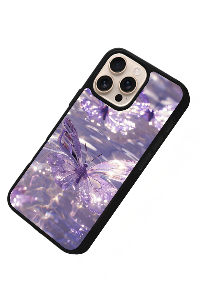iPhone 15 Pro Uyumlu Kelebek Tasarımlı Glossy Premium Kılıf