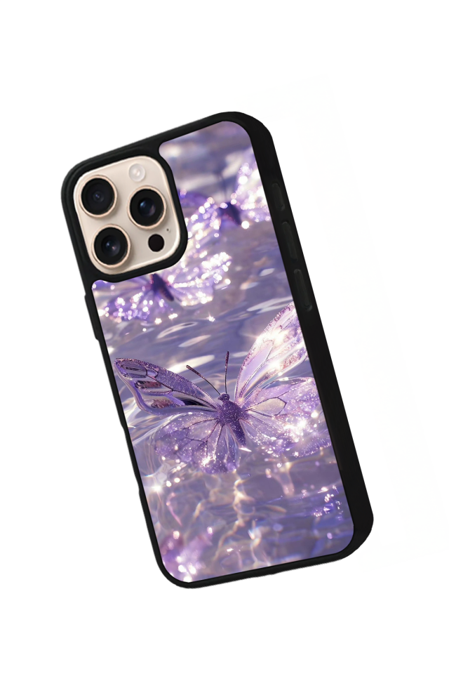 iPhone 15 Pro Uyumlu Kelebek Tasarımlı Glossy Premium Kılıf