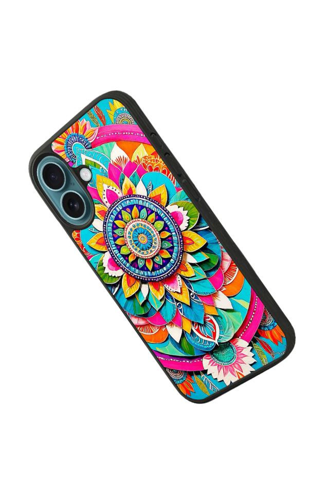 iPhone 16 Plus Uyumlu Mandala Tasarımlı Glossy Premium Kılıf