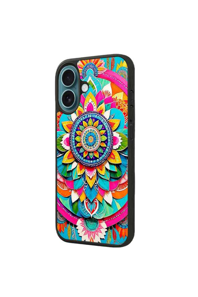iPhone 16 Plus Uyumlu Mandala Tasarımlı Glossy Premium Kılıf