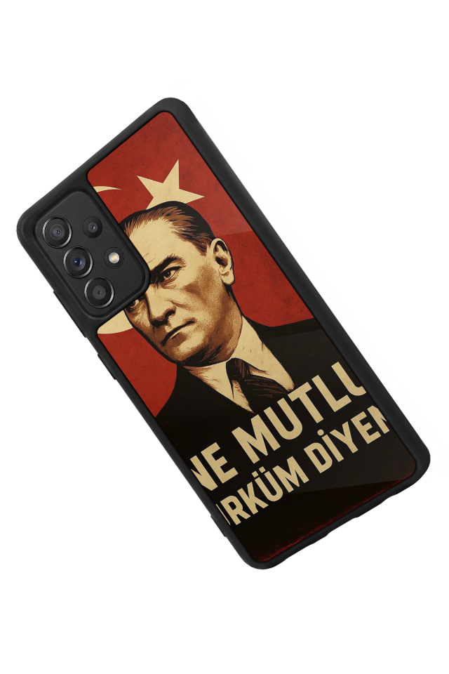 Samsung Galaxy A72 Uyumlu  Mustafa Kemal Ataturk Tasarımlı Glossy Premium Kılıf