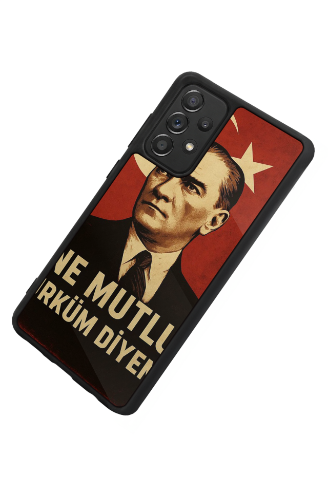 Samsung Galaxy A72 Uyumlu  Mustafa Kemal Ataturk Tasarımlı Glossy Premium Kılıf