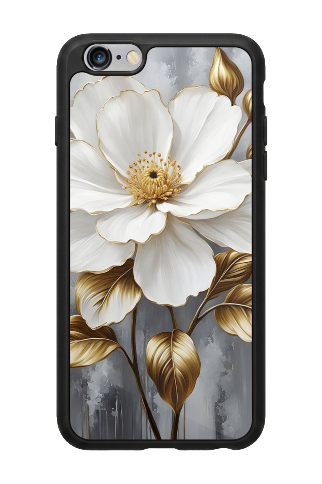 iPhone 6 Plus Uyumlu Yaldizli Cicek Tasarımlı Glossy Premium Kılıf