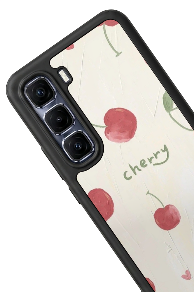Infinix Hot 60 Pro Plus Uyumlu Kiraz Tasarımlı Glossy Premium Kılıf