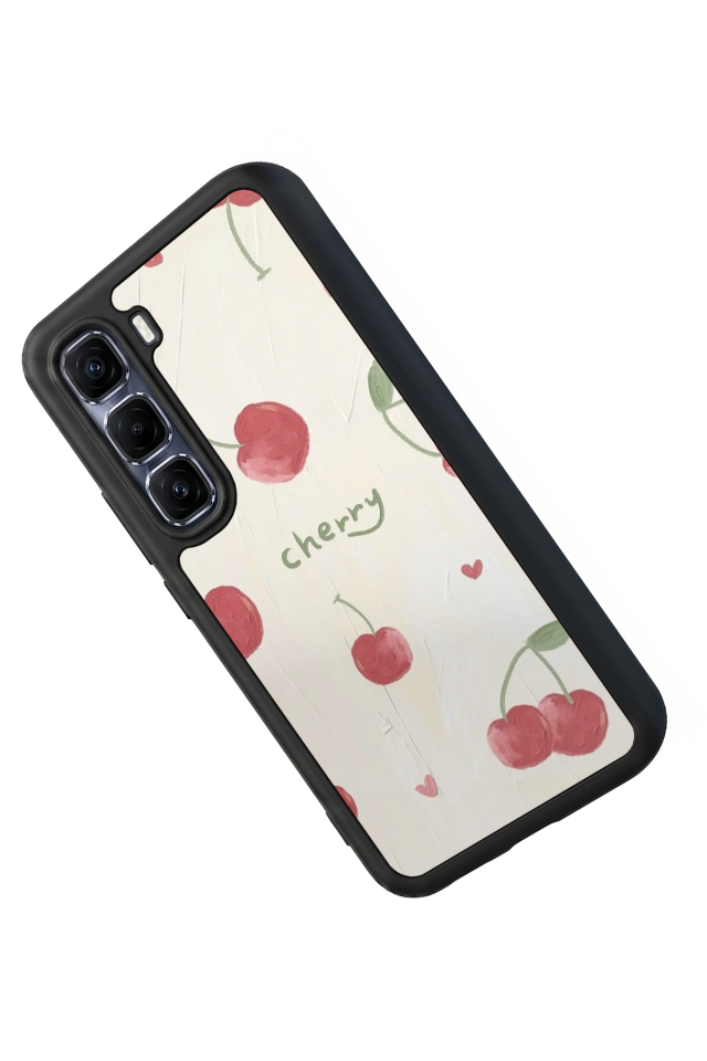 Infinix Hot 60 Pro Plus Uyumlu Kiraz Tasarımlı Glossy Premium Kılıf