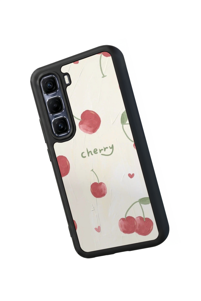 Infinix Hot 60 Pro Plus Uyumlu Kiraz Tasarımlı Glossy Premium Kılıf