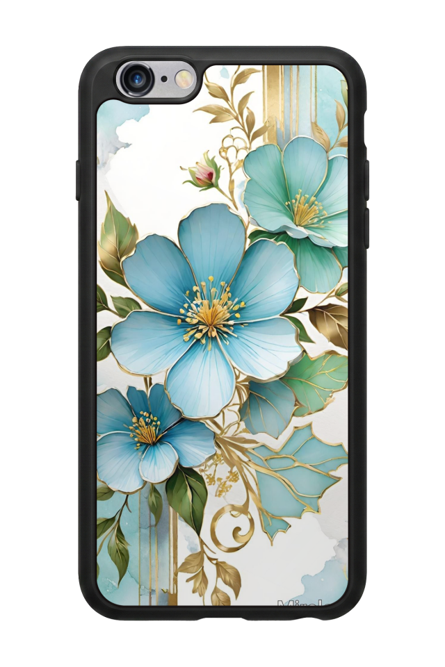 iPhone 6 Plus Uyumlu Yaldizli Cicek Tasarımlı Glossy Premium Kılıf