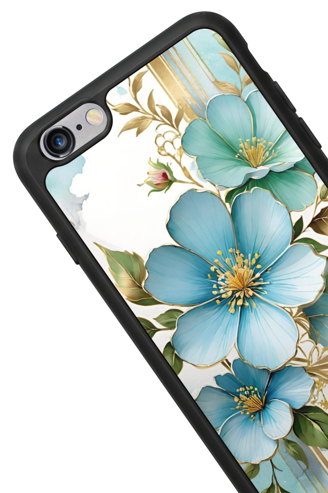 iPhone 6 Plus Uyumlu Yaldizli Cicek Tasarımlı Glossy Premium Kılıf